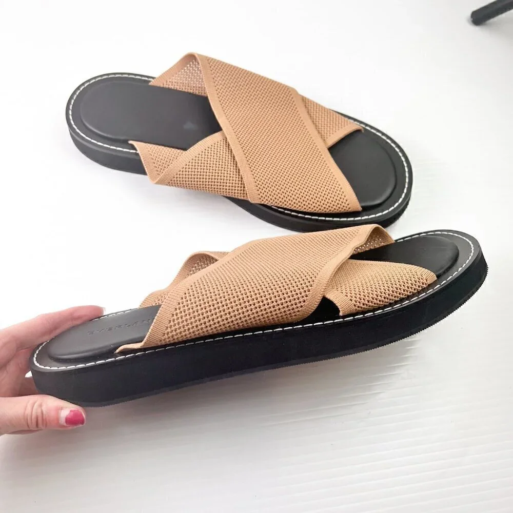 Everlane The ReKnit City Flatform Sandal Size 11 Tan Black - Picture 6 of 11